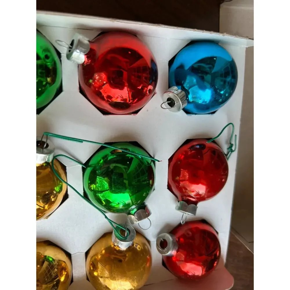 Set of 15 vintage Holly brand glass ball Christmas ornaments